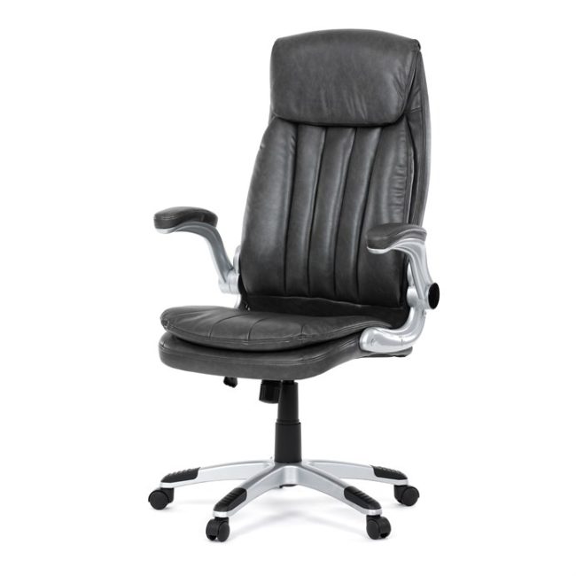 Kancelárske kreslo, hojdací mechanizmus, sivá ekokoža, KA-F1218 GREY
