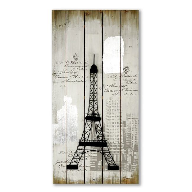 Obraz na drevenom paneli - Eiffelova veža