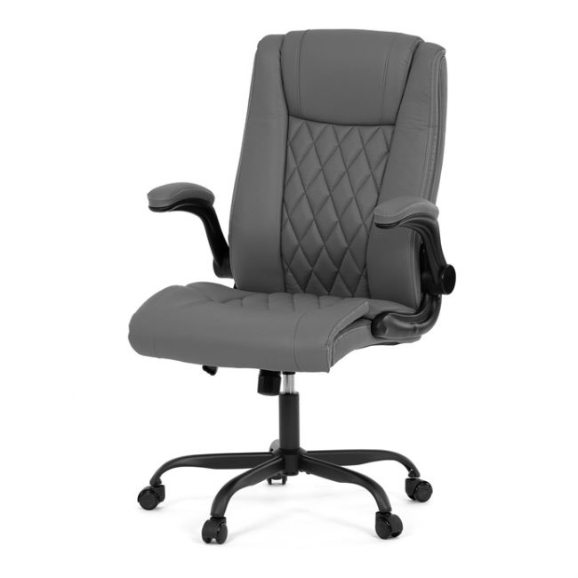 Kancelárska stolička, hojdací mechanizmus, šedá ekokoža, KA-Y344 GREY