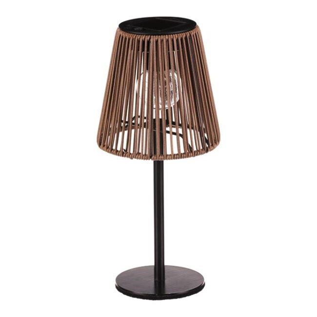 Lampáš - umelý ratan a kov, tvar lampy, LED osvetl., hnedá