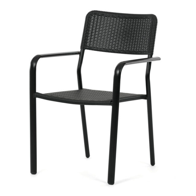 Záhradná stolička, kov, plast, čierna, AZC-H1021 BK