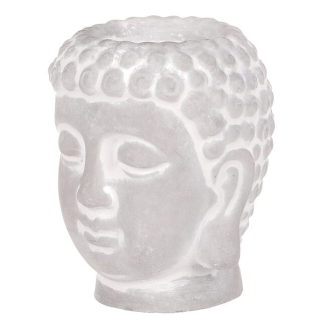 Budha - betónová hlava, svietnik, farba šedá