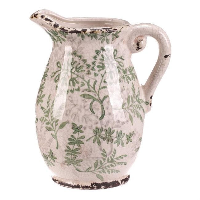 Obal keramický - retro džbánok, veľ. L, dekor zelene