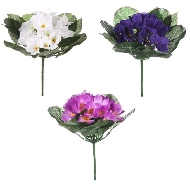 Fialka - umelá kytica, mix 3 farieb, cena za 1 ks