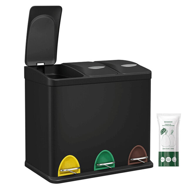 Kôš na triedený odpad, plast, čierna, AUK-E1124 BK