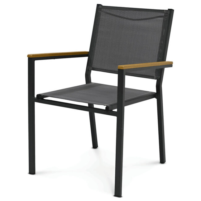 Záhradná stolička, kov, sieťovina, šedá, AZC-L1303 GREY