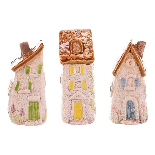 Domček keramický - hnedá strieška, veľ. M, mix 3, cena za 1 ks