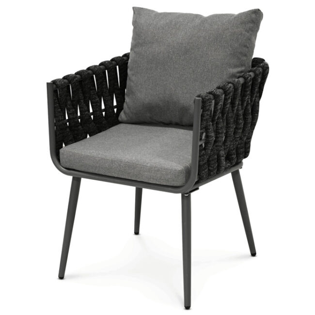 Záhradná stolička, kov, látka, sivá, AZC-1105 GREY