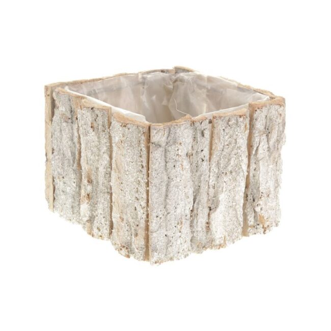 Obal čtvercový bělený z březové kůry, malá velikost.