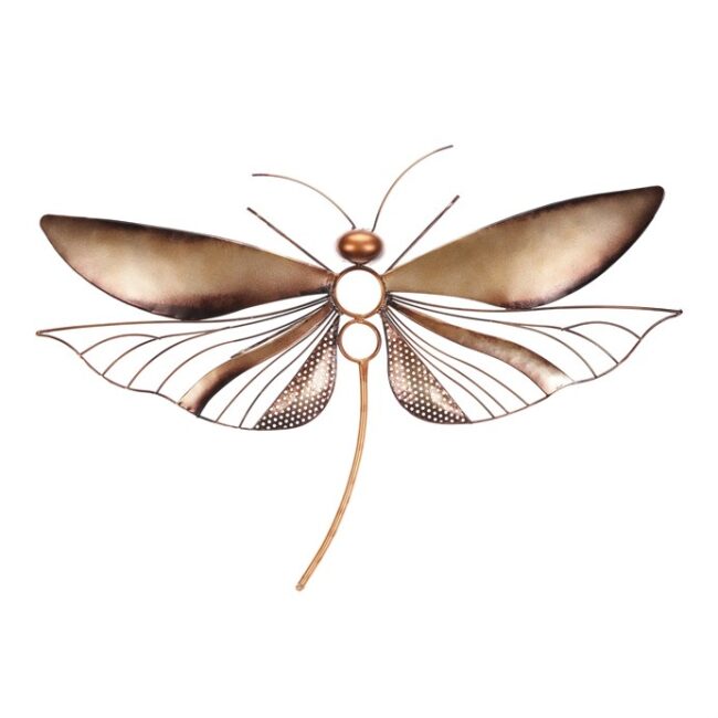 Muška - kovová nástenná dekorácia, farba zlatá